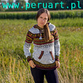 SWETER Z WEŁNY ALPAKI DAMSKIE Z KAPTUREM PERU