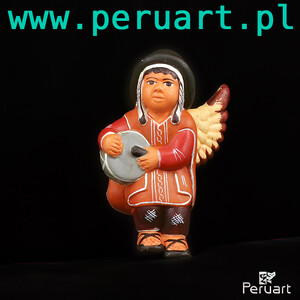 CERAMICZNY ANIOŁEK NA CHOINKE - INDIANIN Z PERU