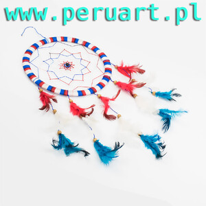 INDIAŃSKI ŁAPACZ SNÓW DREAMCATCHER BLANCO ROJO AZUL