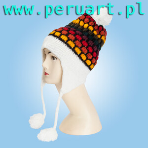 WEŁNIANA CZAPKA Z PERU 06 BIAŁA