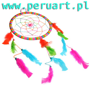 INDIAŃSKI ŁAPACZ SNÓW DREAMCATCHER ŻYWY KOLOR 70 cm I