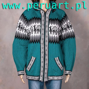 SWETER  Z WEŁNY ALPAKI PERU ETNICZNE