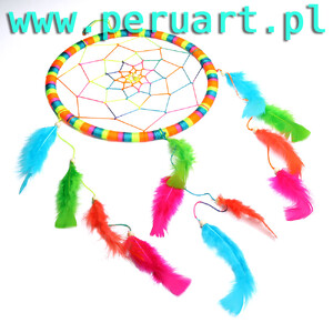 INDIAŃSKI ŁAPACZ SNÓW DREAMCATCHER ŻYWY KOLOR 70 cm II