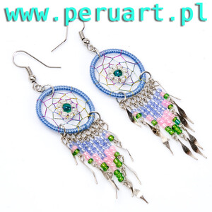 INDIAŃSKIE KOLCZYKI DREAMCATCHER  & FLOWER SKY BLUE