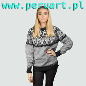 SWETER WEŁNA ALPAKA LA HOJA GRIS
