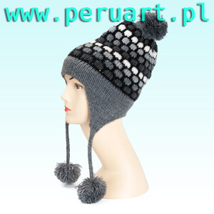 CZAPKA WEŁNIANA Z PERU 13 SZARA