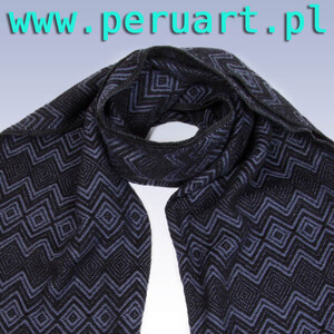 ELEGANCKI SZAL / SZALIK Z WEŁNY ALPAKI "AZUL ROMBOS"