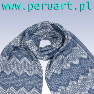 ELEGANCKI SZAL / SZALIK Z WEŁNY ALPAKI SKY BLUE