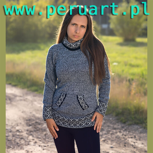 ELEGANCKI SWETER Z PERU Z GOLFEM Z ALPAKI